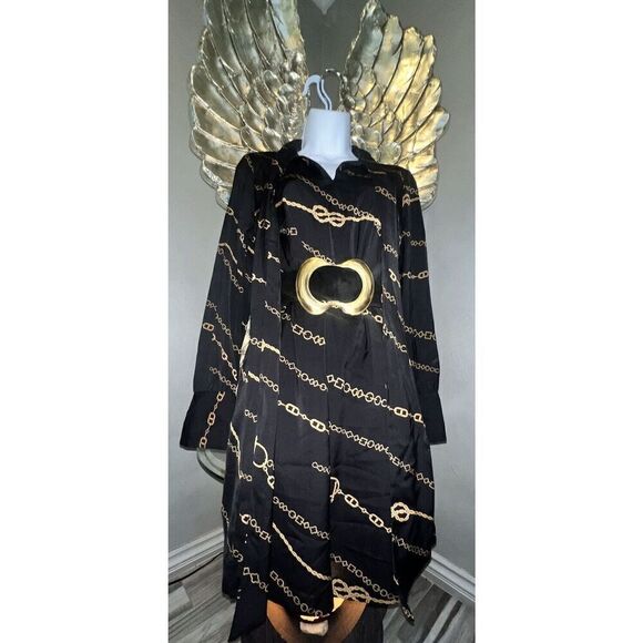 Ann Taylor Tunic Lined Mini Dress Black with Equestrian Chain, Size Medium - Picture 10 of 16